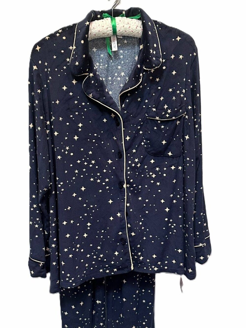 Joyspun 3X Navy Celestial Star Print 2 Piece Pajama Set 22W-24W